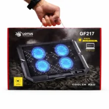 پایه خنک‌کننده لپ‌تاپ مدل GF217-BLUE LIGHT دارای چهار عدد فن مناسب برای لپ تاپ‌های 13 تا 15 اینچی