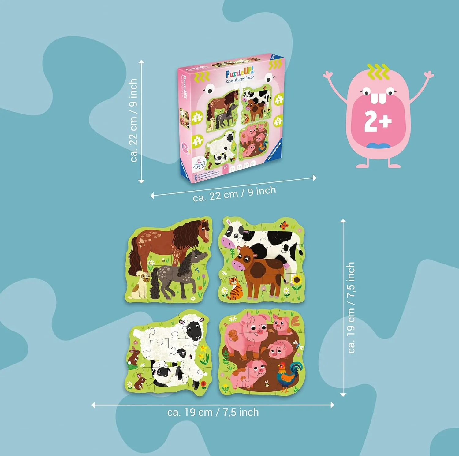 پازل راونزبرگر مدل Farm Animals کد 12004001 مجموعه 4 عددی مناسب برای 2 سال به بالا