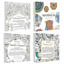 کتاب رنگ آمیزی سمفونی رنگ ها و ماندالا و جنگل سحر آمیز و جهان شگفت انگیز اثر جمعی از نویسندگان انتشارات سبزان 4 جلدی