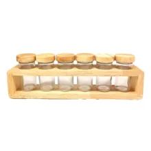 ست جا ادویه 6 پارچه لیمون مدل چوبی کد TP2306 به همراه استند