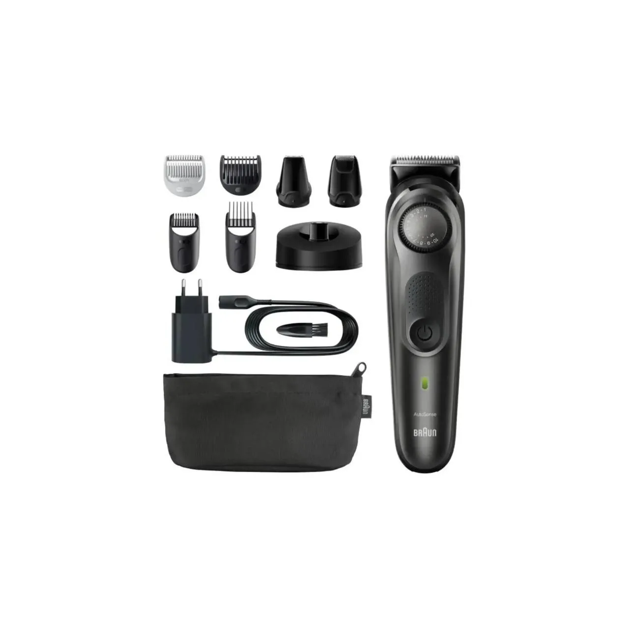 ماشین اصلاح صورت و بدن شارژی براون مدل BT7350 ضدآب با فناوری AutoSense، تیغههای خودتیزشونده استیل ضدزنگ، باتری لیتیومیون با 100 دقیقه کارکرد، شارژ سریع و تنظیم اصلاح با 39 شماره نیممیلیمتری