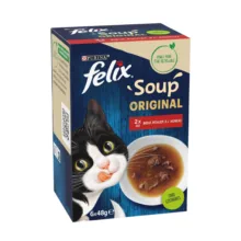 سوپ گربه بالغ فلیکس مدل Soup Original با طعم بره، مرغ، گوشت گاو وزن 288 گرم بسته 6 عددی