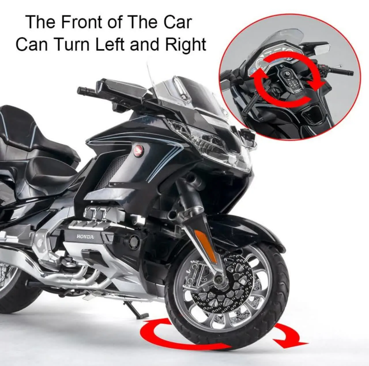 ماکت موتور بازی ناب سل مدل هوندا گلدوینگ فلزی چراغدار کد 1:11DIE CAST HONDA GL800 2021