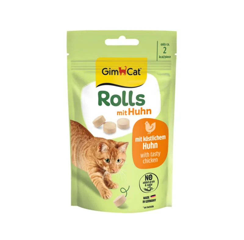 تشویقی گربه جیم کت مدل Rolls with Chicken طعم مرغ وزن 40 گرم
