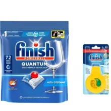 قرص ماشین ظرفشویی فینیش مدل Quantum Hepsi 1 Arada بسته 72 عددی به همراه بوگیر ظرفشویی فینیش مدل لیمو حجم 2 میلی لیتر مجموعه 2 عددی