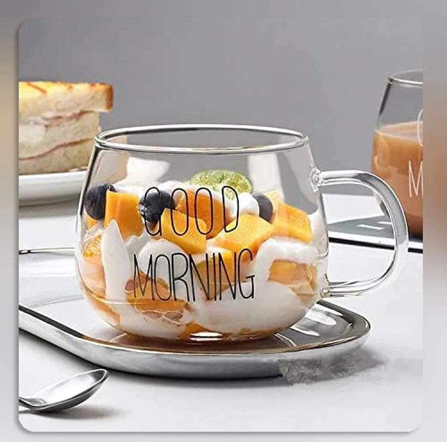 لیوان مدل GOOD MORNING به همراه زیر لیوانی