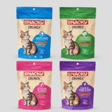 تشویقی گربه اسنکی مدل Crunch طعم مرغ و ماهی وزن 240 گرم مجموعه 4 عددی