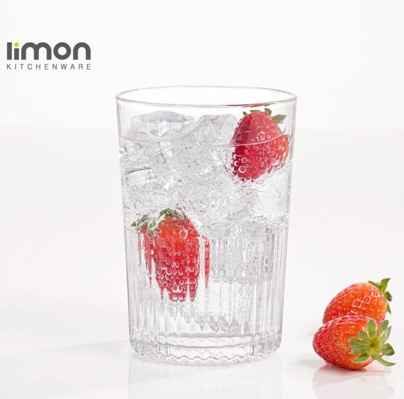 لیوان لیمون مدل شیاردار شیشه ای مجموعه 6 عددی
