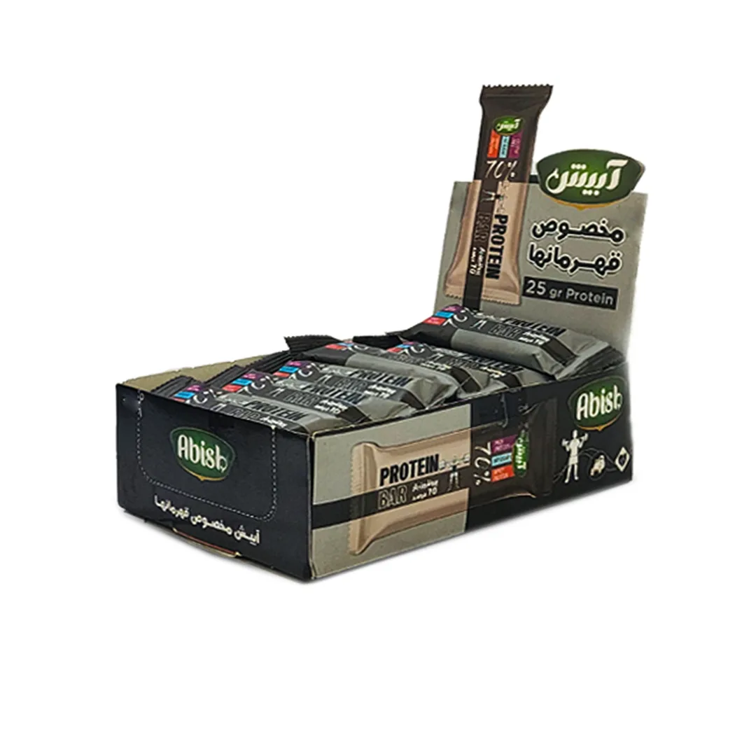 پروتئین بار 70 درصد آبیش - 40 گرم بسته 24 عددی