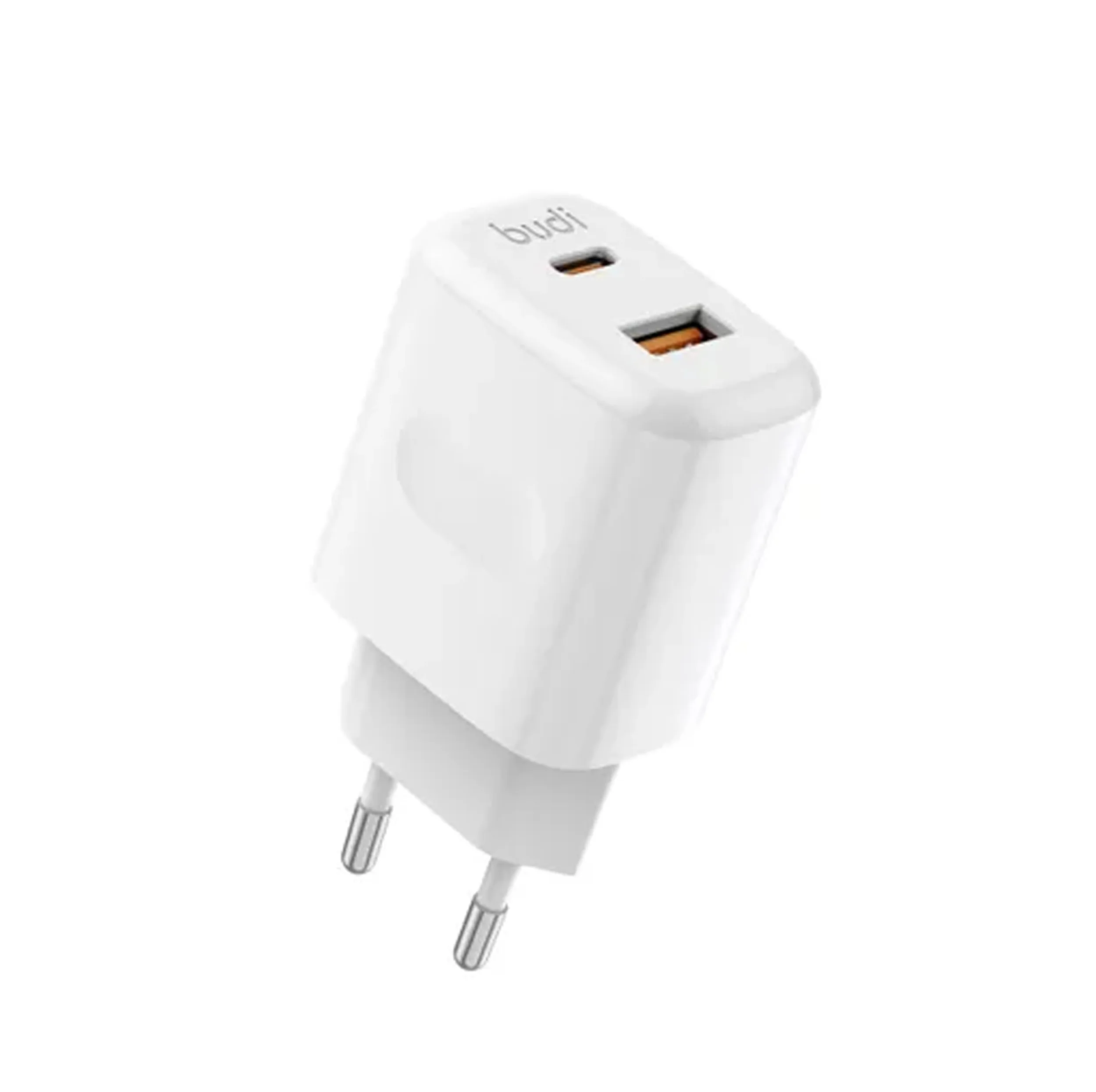 شارژر دیواری ۳۰ وات دو پورت بودی مدل AC306ETLW به همراه کابل تبدیل USB-C به لایتنینگ