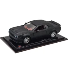 ماکت ماشین ناب سل مدل دوج چلنجر هلکت فلزی چراغدار موزیکال کد  HAND PAINTED DODGE CHALLENGER HELCAT REDTRIME SCALE1:48 به همراه استند و باکس شفاف