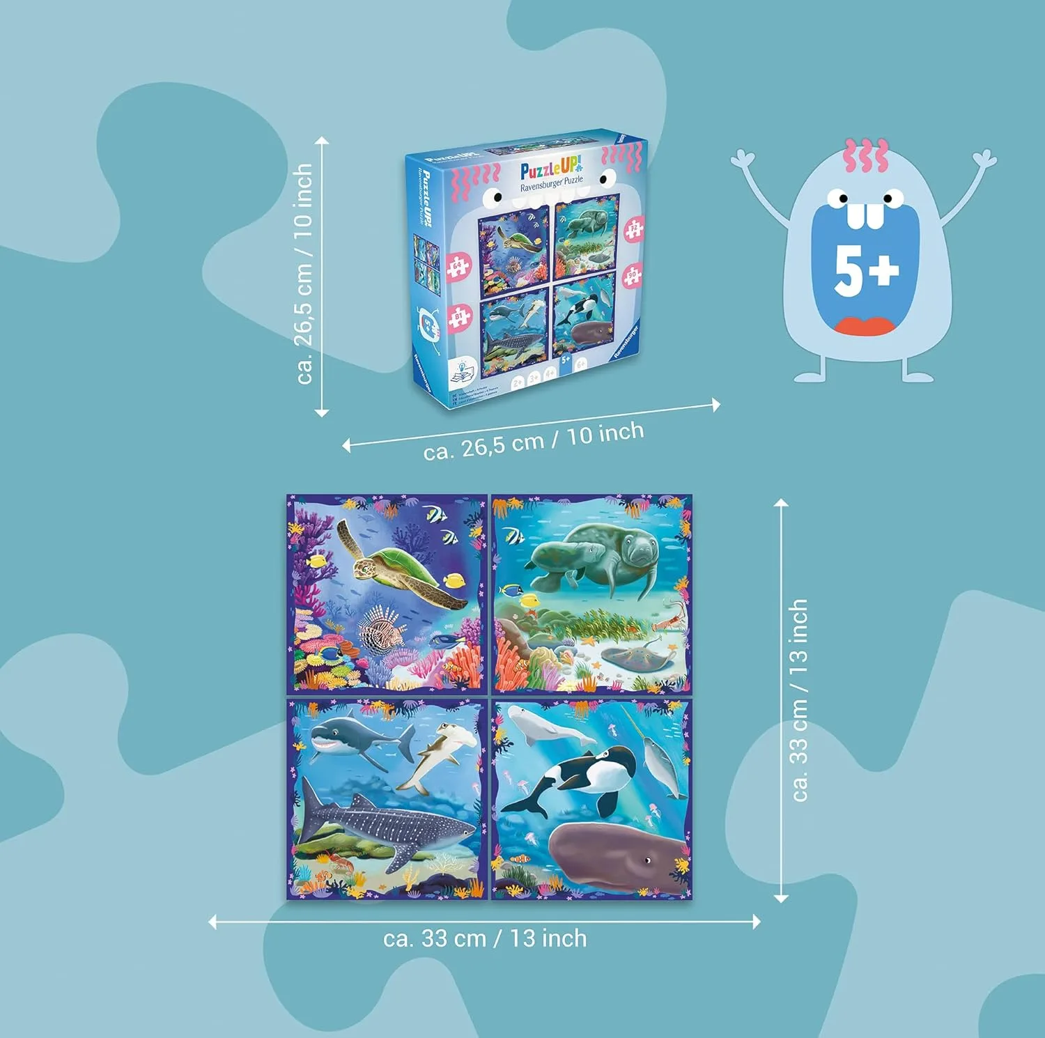پازل راونزبرگر مدل Ocean Life کد 12004004 مجموعه 4 عددی مناسب برای 5 سال به بالا
