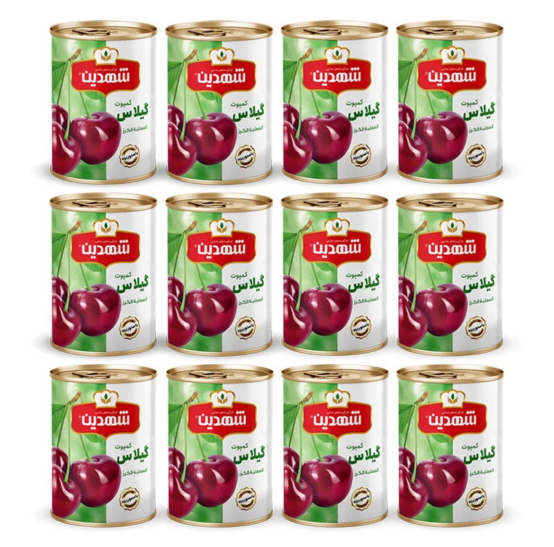 کمپوت گیلاس شهدین - 370 گرم بسته 12 عددی
