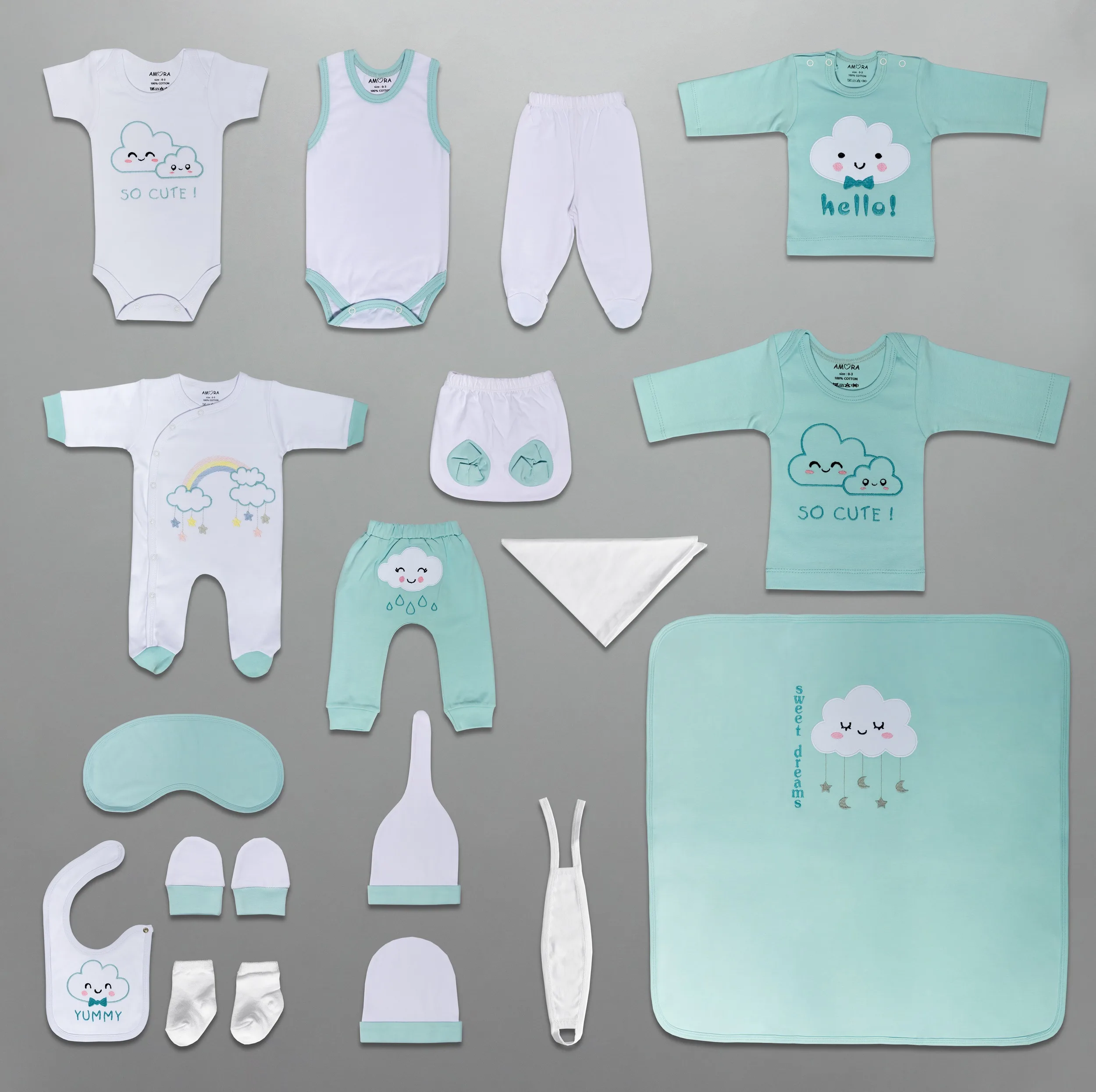ست 19 تکه لباس نوزادی آمورا مدل baby Cloud