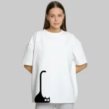 تی شرت آستین کوتاه زنانه پنبه طرح cat
