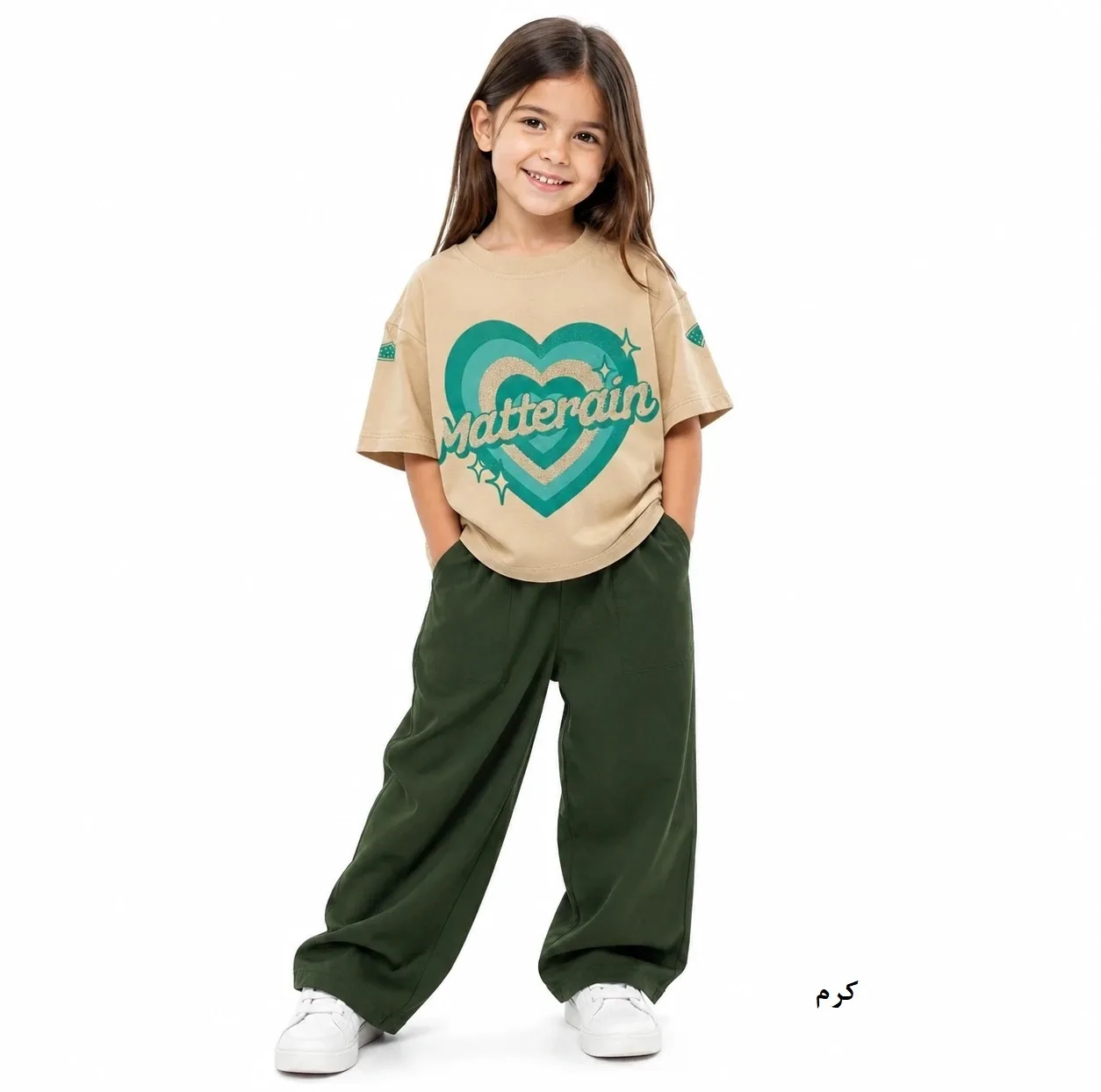 ست تی شرت و شلوار دخترانه مدل قلبی