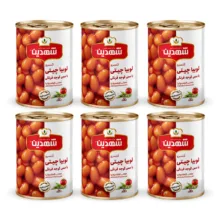 کنسرو لوبیا چیتی با سس گوجه فرنگی شهدین – 370 گرم بسته 6 عددی