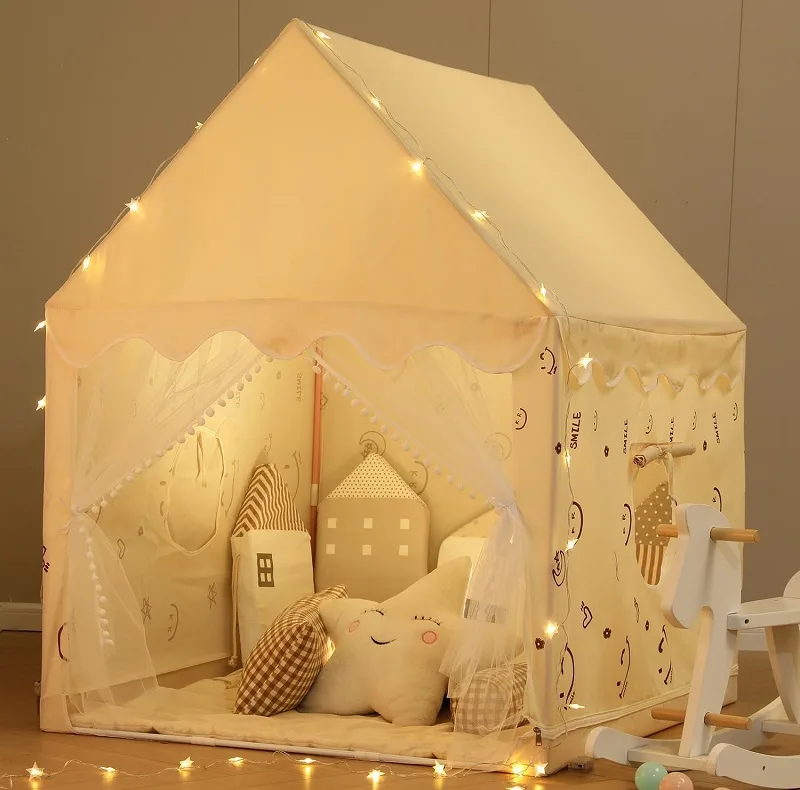 چادر بازی کودک مدل خانه کلبه ای چراغ دار