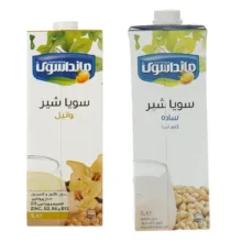 شیر سویا غیرلبنی ساده و وانیل مانداسوی – 1000 میلی لیتر بسته 2 عددی