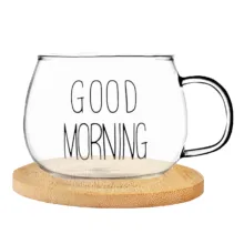 لیوان مدل GOOD MORNING  به همراه زیر لیوانی