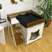 جای خواب سگ و گربه مدل لانه چوبی کد B70