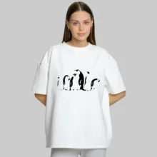 تی شرت آستین کوتاه زنانه پنبه طرح Penguin