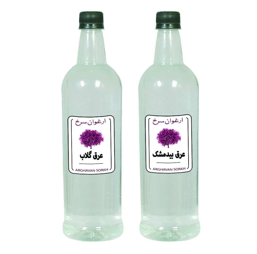 عرق گلاب و بیدمشک ارغوان سرخ -  1 لیتر بسته 2 عددی