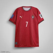 ست تی‌شرت و شلوارک ورزشی پسرانه مدل تیم ملی پرتغال طرح رونالدو جام جهانی 2026