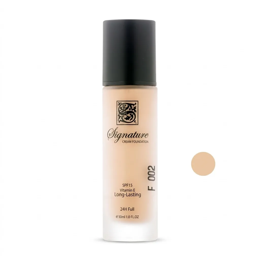 کرم پودر مایع spf 15 سیگنیچر مدل فول کاور شماره F002 مناسب برای انواع پوست حجم 35 میلی‌ لیتر