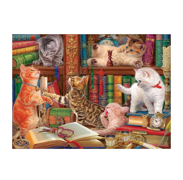 پازل 1000 تکه یوروگرافیکس پازلز مدل Library Kittens كد 5913 مناسب نوجوان و بزرگسال