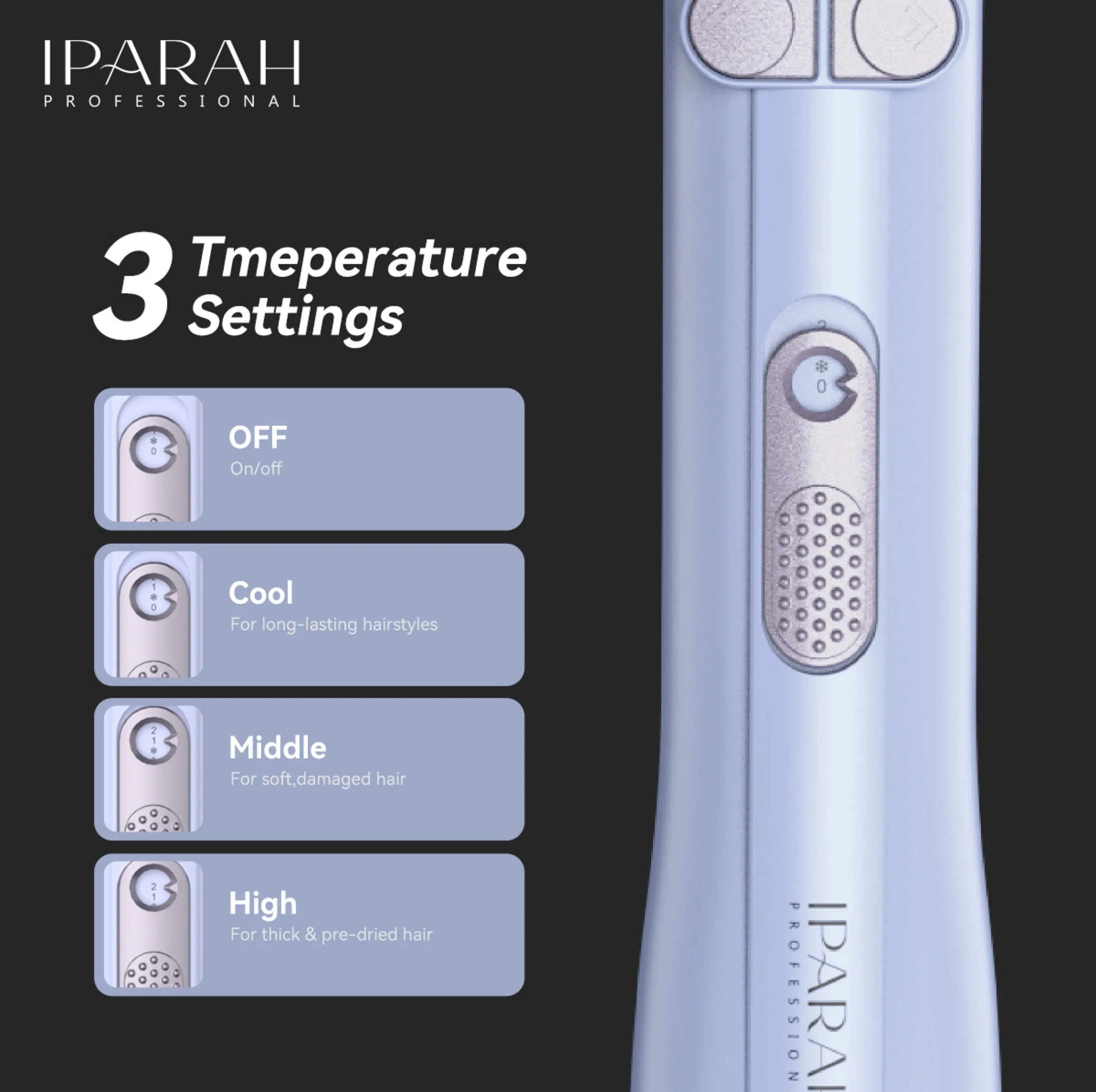 سشوار برس‌دار چرخشی 1200 وات ای پاراه مدل P-269 2in1