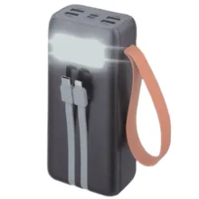 پاوربانک 22.5 وات مدل ip0wer22.5W ظرفیت 30000 میلی‌آمپرساعت به همراه دو کابل متصل USB-C و لایتنینگ