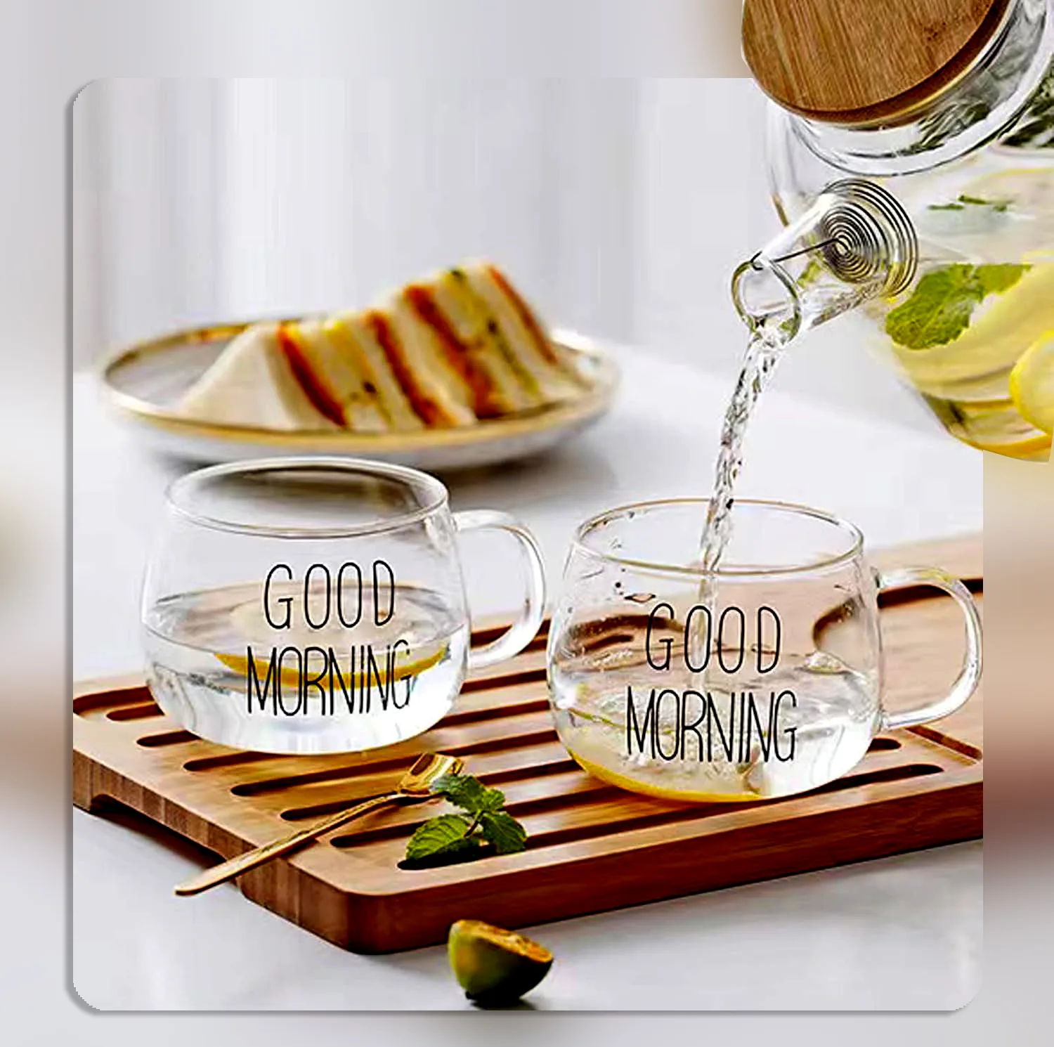 لیوان مدل GOOD MORNING به همراه زیر لیوانی
