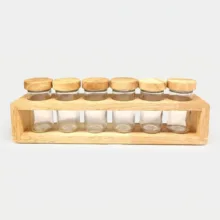 ست جا ادویه 6 پارچه لیمون مدل چوبی کد TP2306 به همراه استند