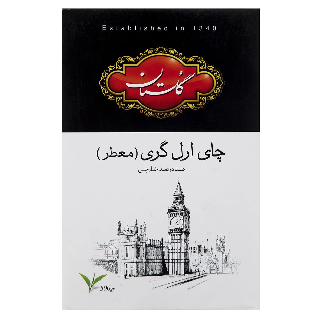 چای سیاه گلستان مدل ارل گری مقدار 500 گرم
