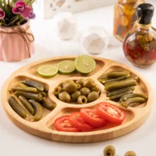 اردوخوری چوبی 5 خانه مدل PGT گرد، از جنس چوب رابروود، آبگریز، مناسب شستشو با دست
