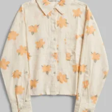 کراپ شومیز زنانه مدل Peach flowers
