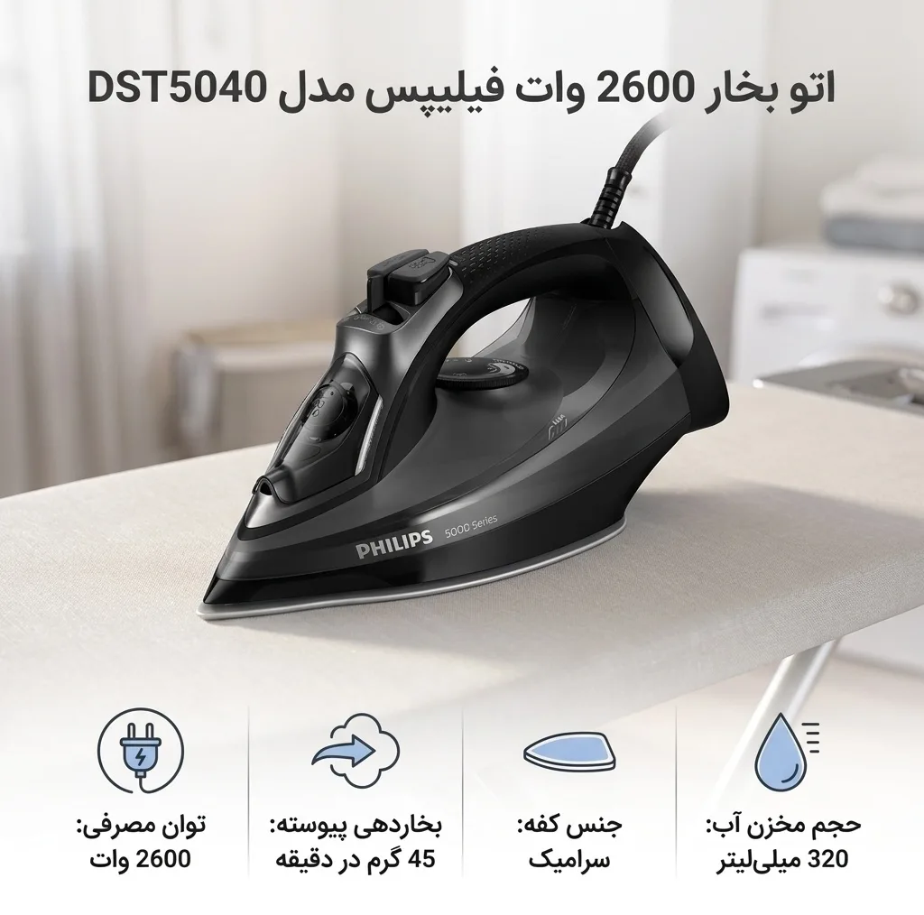 اتو بخار 2600 وات فیلیپس مدل DST5040
