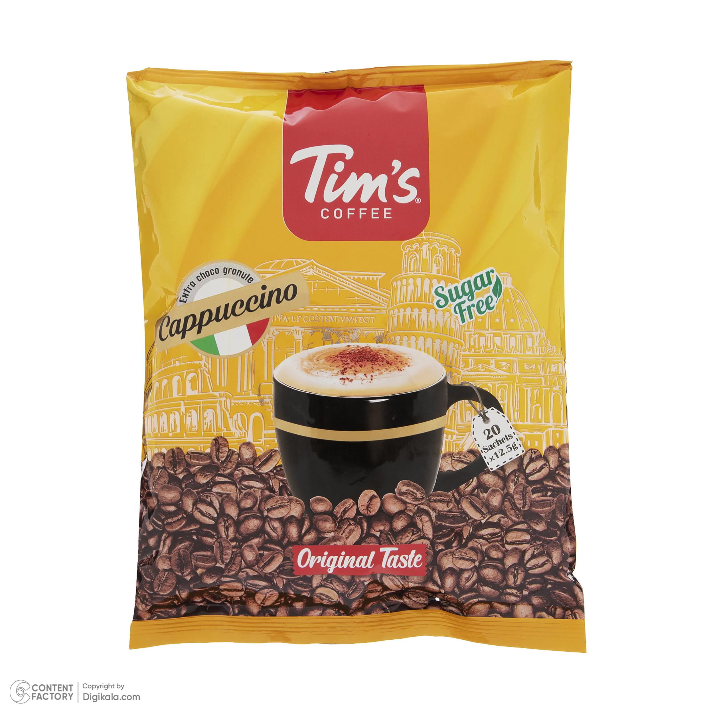 کاپوچینو بدون قند تیمز - 12.5 گرم بسته 20 عددی