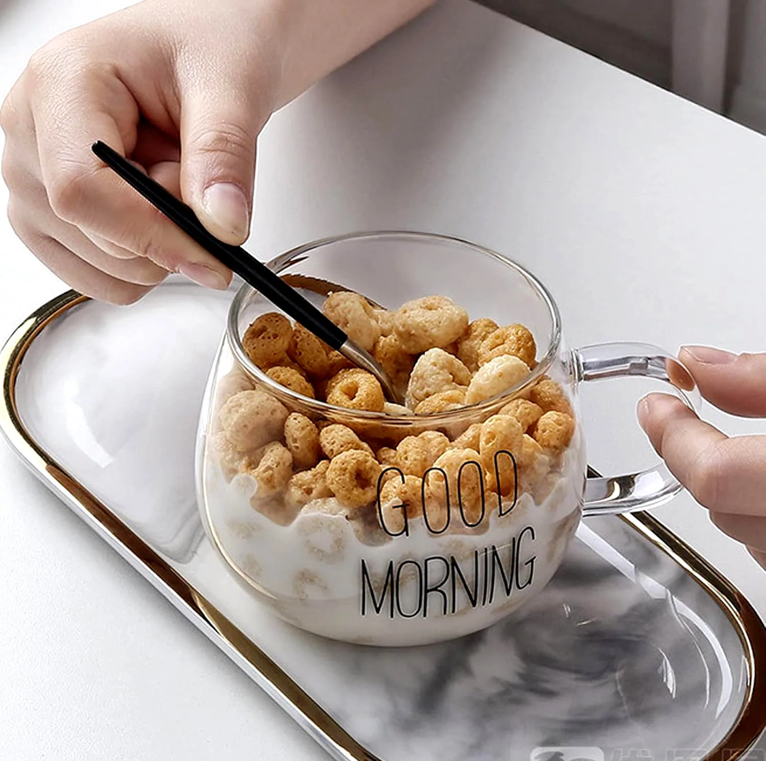 لیوان مدل GOOD MORNING به همراه زیر لیوانی