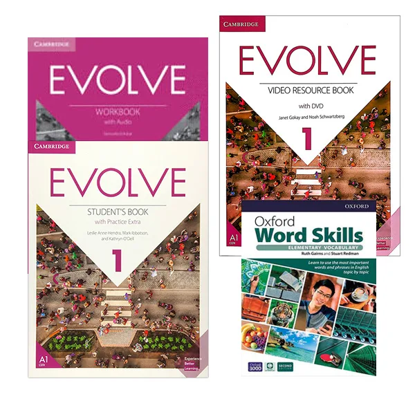 کتاب Evolve 1 و Oxford Word Skills Elementary 2nd اثر جمعی از نویسندگان انتشارات دانشگاه کمبریج 4 جلدی