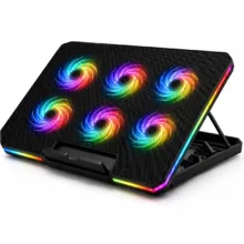 پایه خنک‌کننده لپ‌تاپ لوتوس مدل GF216-RGB-MOBILE STAND دارای شش عدد فن مناسب برای لپ تاپ‌های 14 تا 17 اینچی