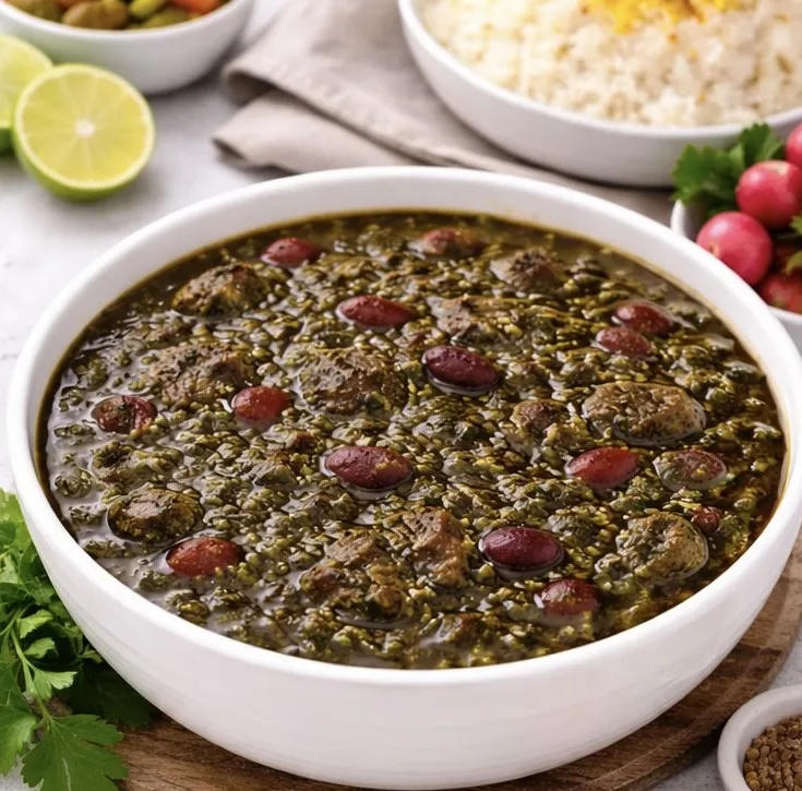 کنسرو قورمه سبزی بدون گوشت بهین - 450 گرم بسته 12 عددی