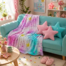 پتو مسافرتی 1 نفره مدل ستاره آبرنگی سایز 200x160 سانتی‌متر