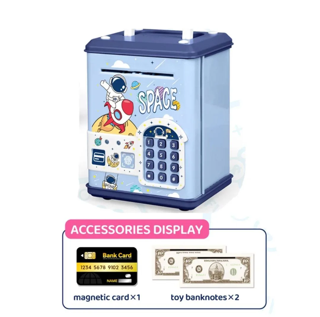 اسباب بازی مدل قلک رمز دار گاوصندوقی طرح فضا نورد اثر انگشتی کد SAFE.BOX-TRB