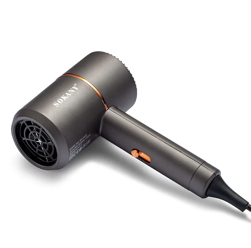 سشوار مسافرتی 1200 وات سوکانی مدل SK-2202، موتور AC، وزن 495 گرم، دارای سری متمرکزکننده باریک با ویژگی صافکنندگی، حجمدهندگی، با قابلیت تنظیم دما