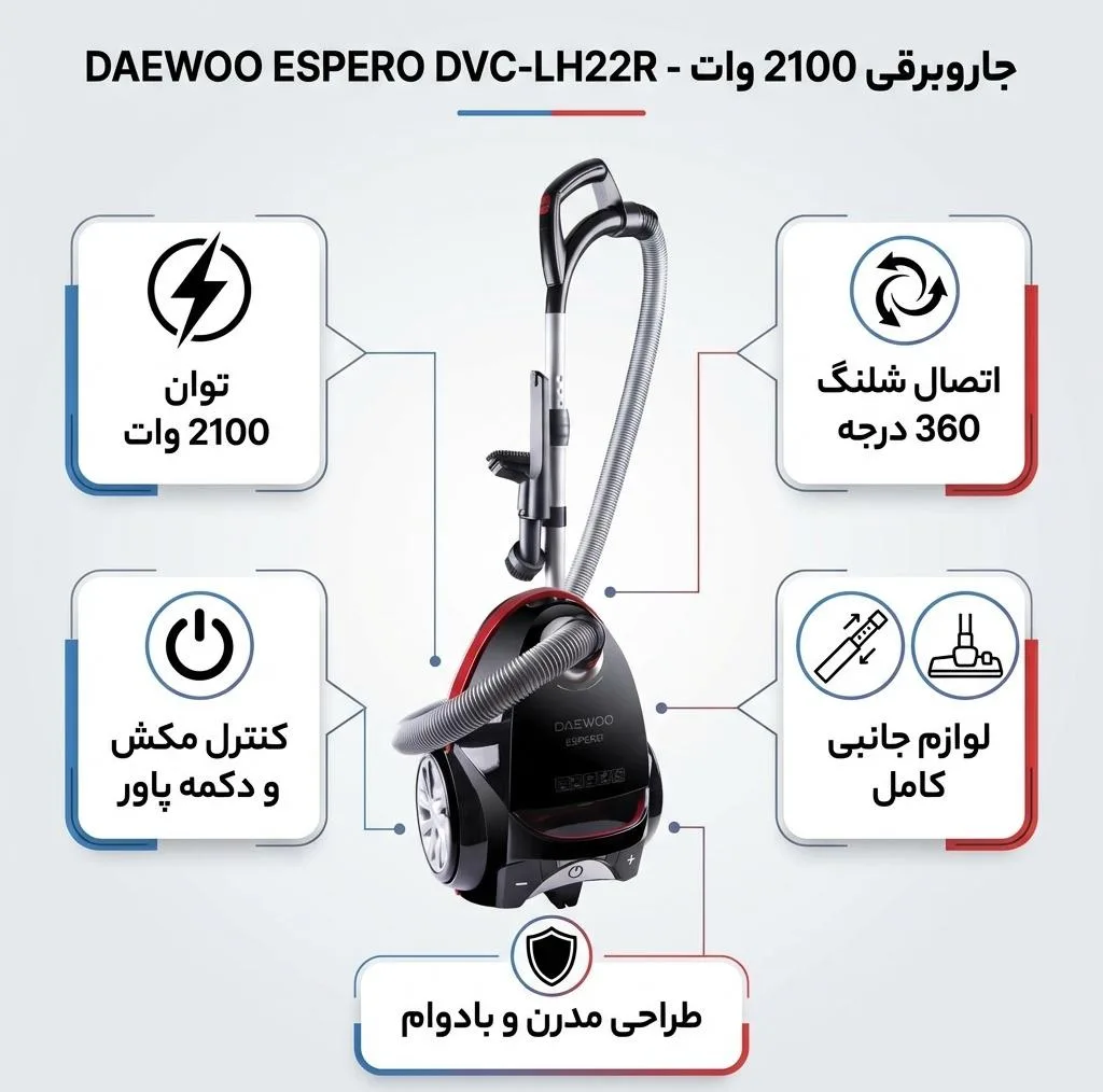 جاروبرقی 2100 وات دوو مدل DVC-LH22R
