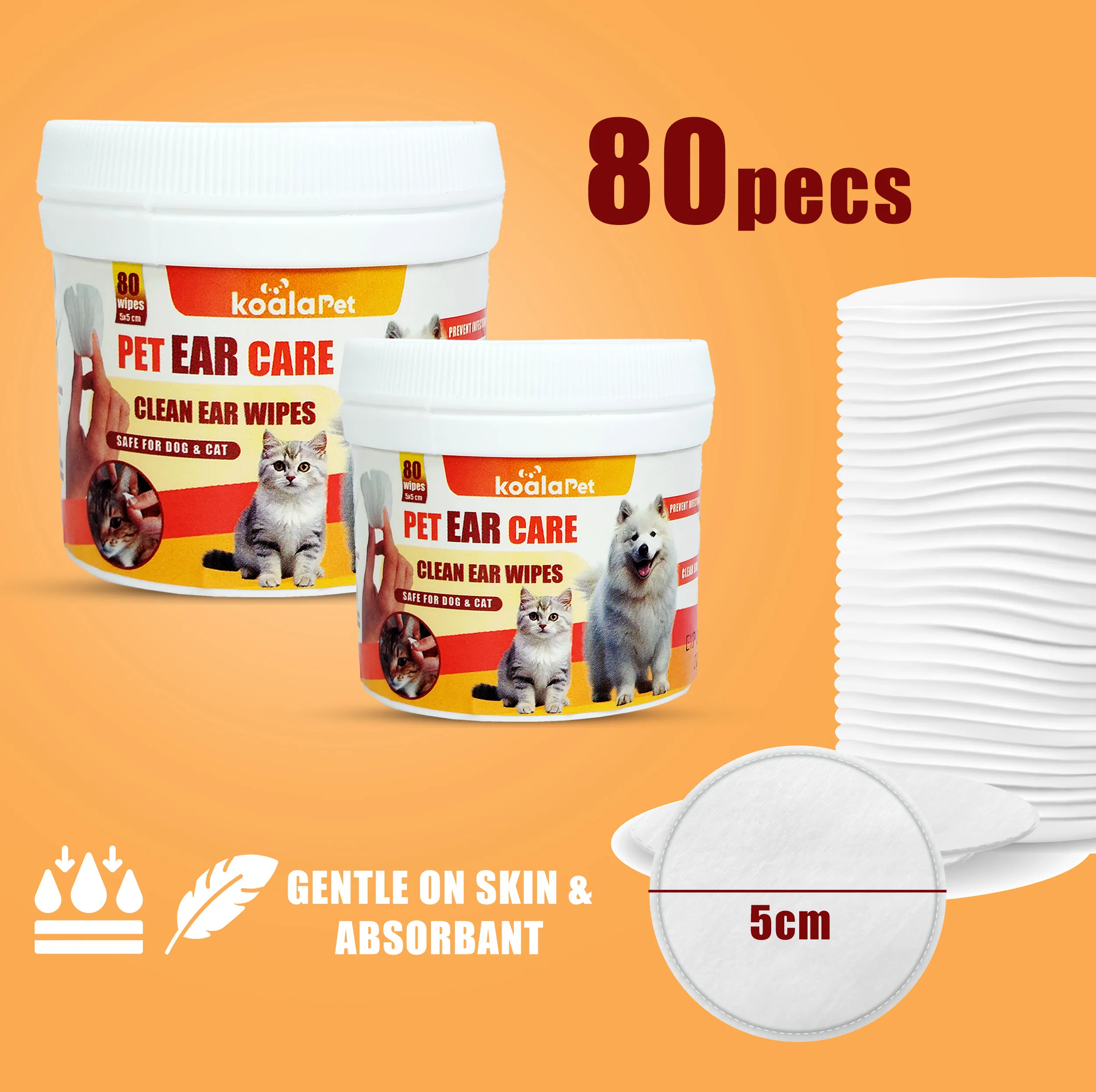 دستمال مرطوب سگ و گربه مخصوص گوش و اطراف چشم کوالاپت مدل  Wipes03 بسته دو عددی
