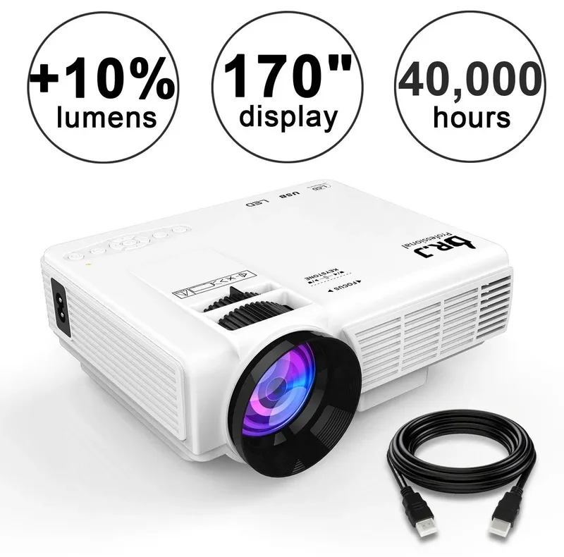 ویدئو پروژکتور دی آر جی مدل HI-04 با رزولوشن 1920x1080|FHD به همراه پرده نمایش دستی