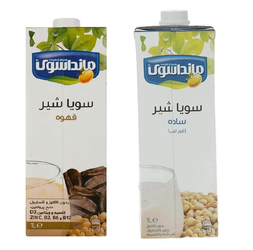 شیر سویا غیر لبنی ساده و قهوه مانداسوی - 1000 میلی لیتر بسته 2 عددی